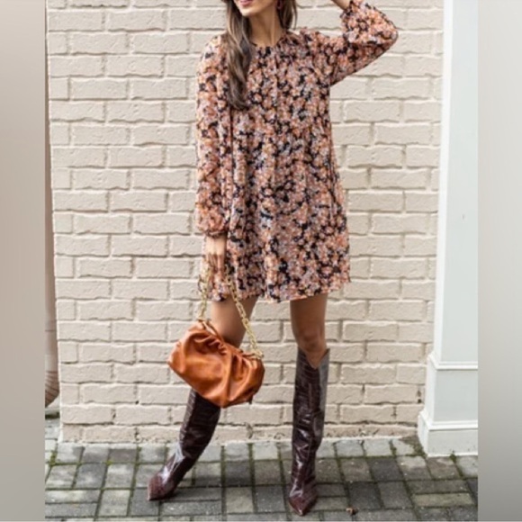 SANCTUARY SHIRRED NECK BABYDOLL DRESS- HARVEST - Picture 8 of 8